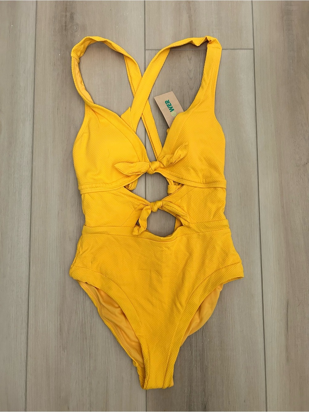 Kids Yellow Cutout One-Piece Swimsuit